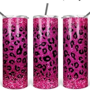 Hot Pink Glitter Leopard Print Tumbler 30 ounce